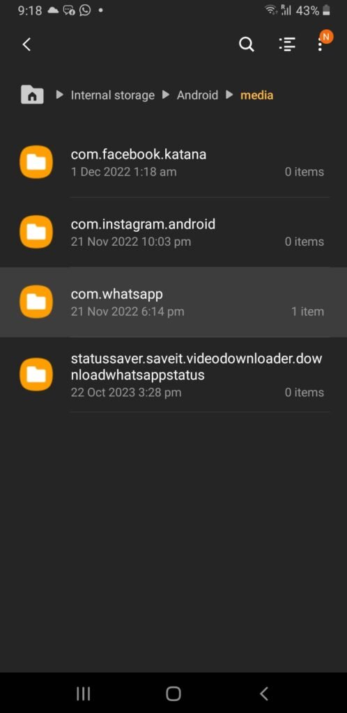 Select WhatsApp folder 